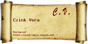 Czink Vera névjegykártya
